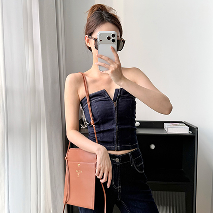 celine sharp pouch smooth leather crossbody bag